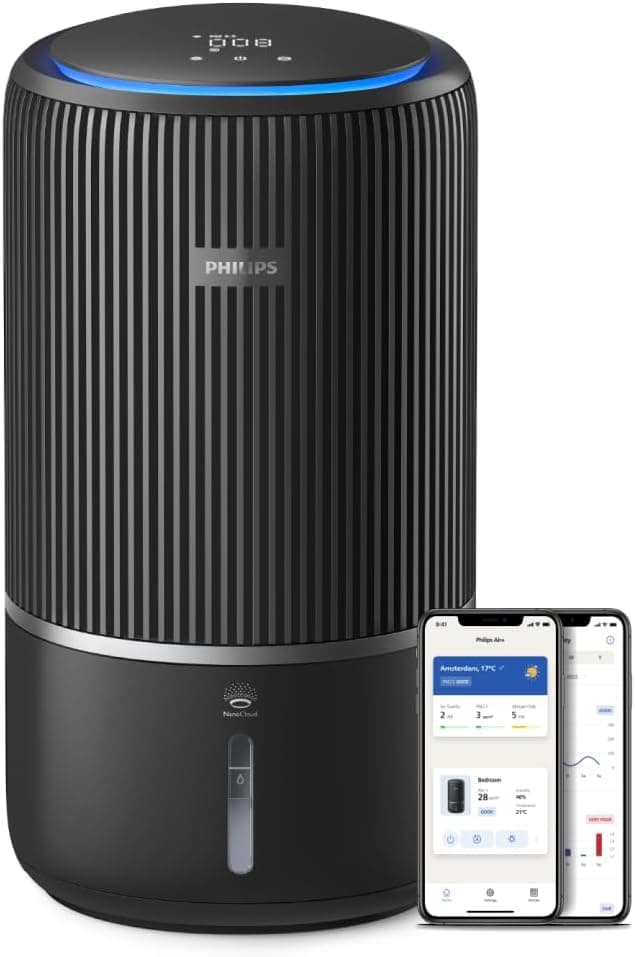 Philips 3400 Purificador y Humidificador 2 en 1, 78 m², HEPA, Negro