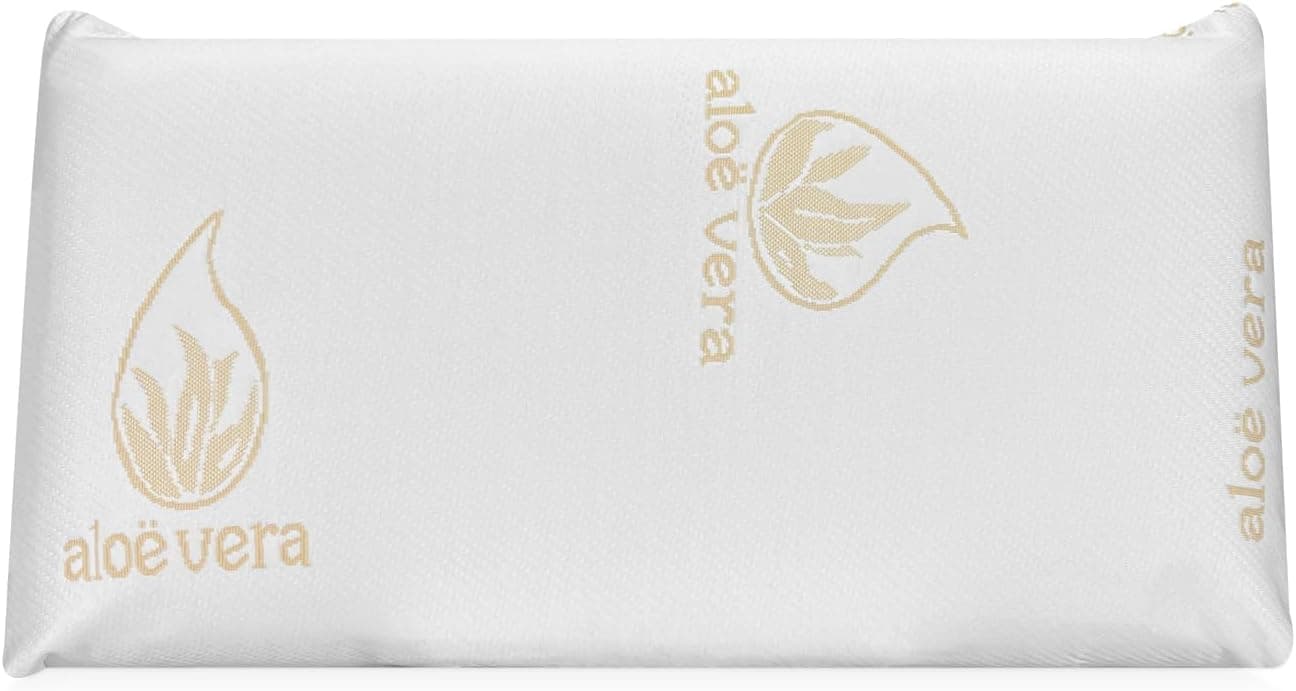 DUÉRMETE ONLINE - Almohada Viscoelástica Aloe Vera Visco | Máximo Confort y Excelente Adaptabilidad con Propiedades Antiestrés | 150 x 40 cm