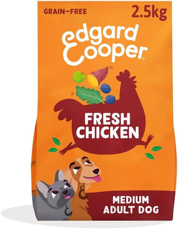 Edgard & Cooper Pienso para Perros Adultos Comida para Perros Seca Natural Sin Cereales 2.5kg Pollo Fresco, Fácil de digerir, Alimentación Sana Sabrosa y Equilibrada