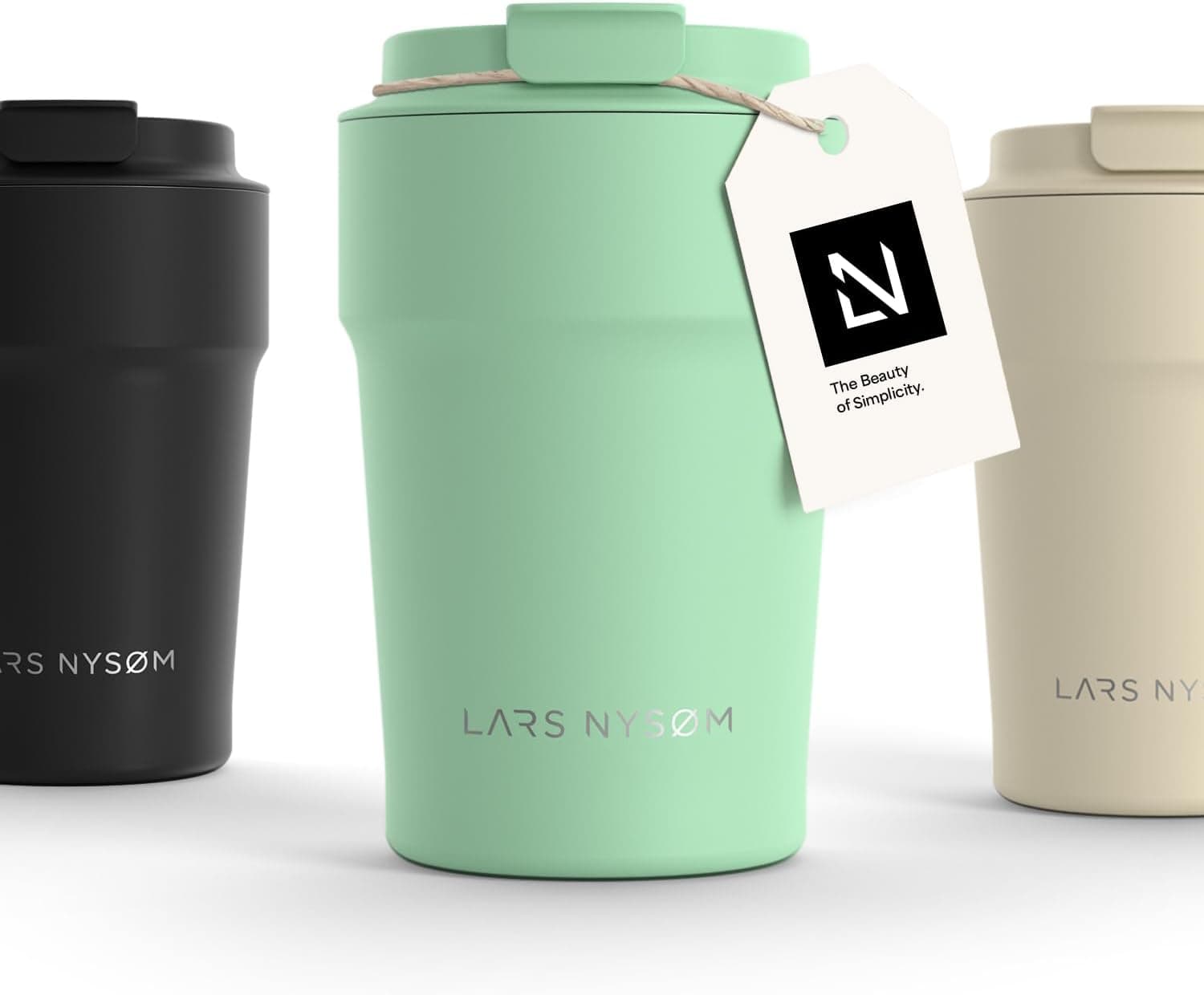 LARS NYSØM Taza Termica Cafe 380ml - Vaso Termo Cafe para Llevar - Aislante