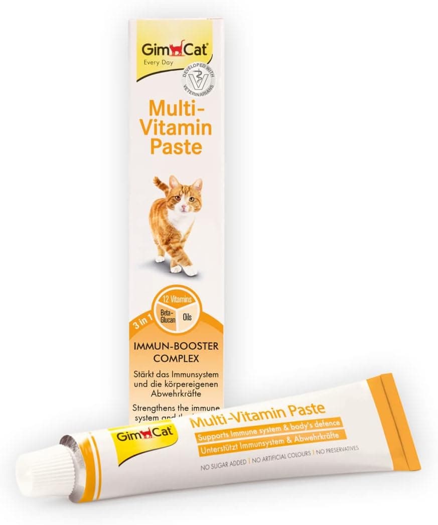 GimCat Multi-Vitamin, pasta multivitaminas - Saludable snack para gatos que activa las defensas y fortalece el sistema inmunológico - 1 tubo (1 x 200 g)