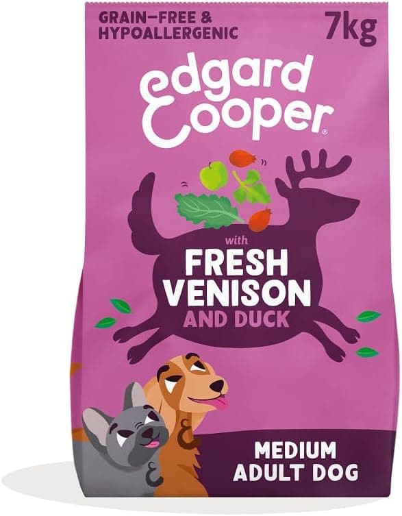 Edgard & Cooper Pienso para Perros Adultos Comida para Perros Seca Natural Sin Cereales Hipoalergenico 7kg Venado & Pato Fresco, Fácil de digerir, Alimentación Sana Sabrosa y Equilibrada