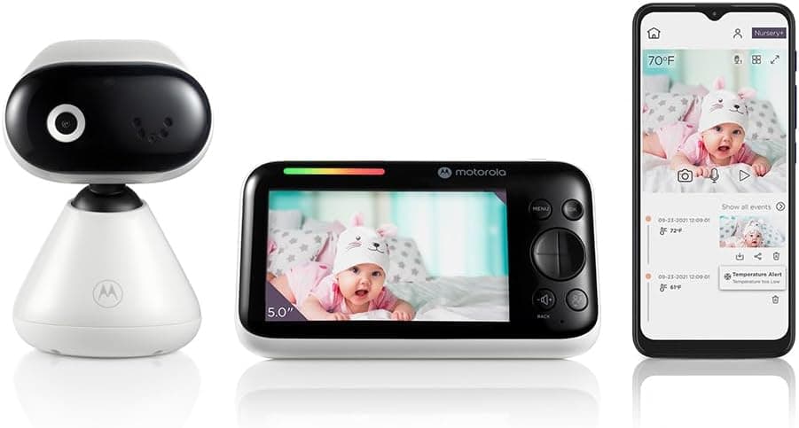 Motorola Nursery Monitor de Video para Bebé PIP1500 Connect 5.0" con Wi-Fi, Visión Nocturna Infrarroja, Comunicación Bidireccional y Monitoreo de Temperatura – Conexión Full HD 1080p