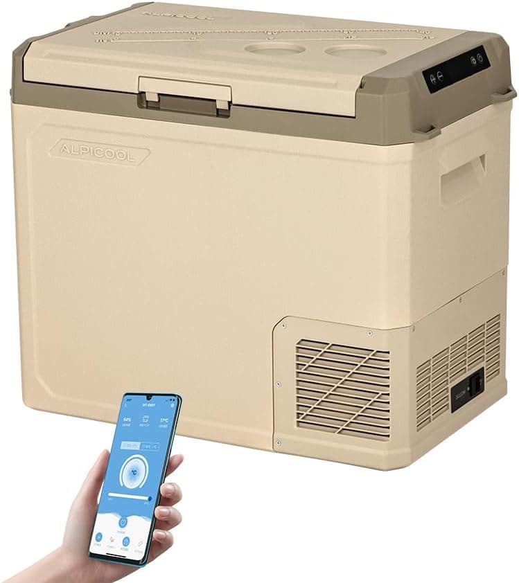Alpicool GE50 45L Nevera Portátil Eléctrica Refrigerador de Coche 12V 24V Mini frigorífico CA 220v para Hogar, Camping, Viajes, Automóvil, 20ºC a 20ºC