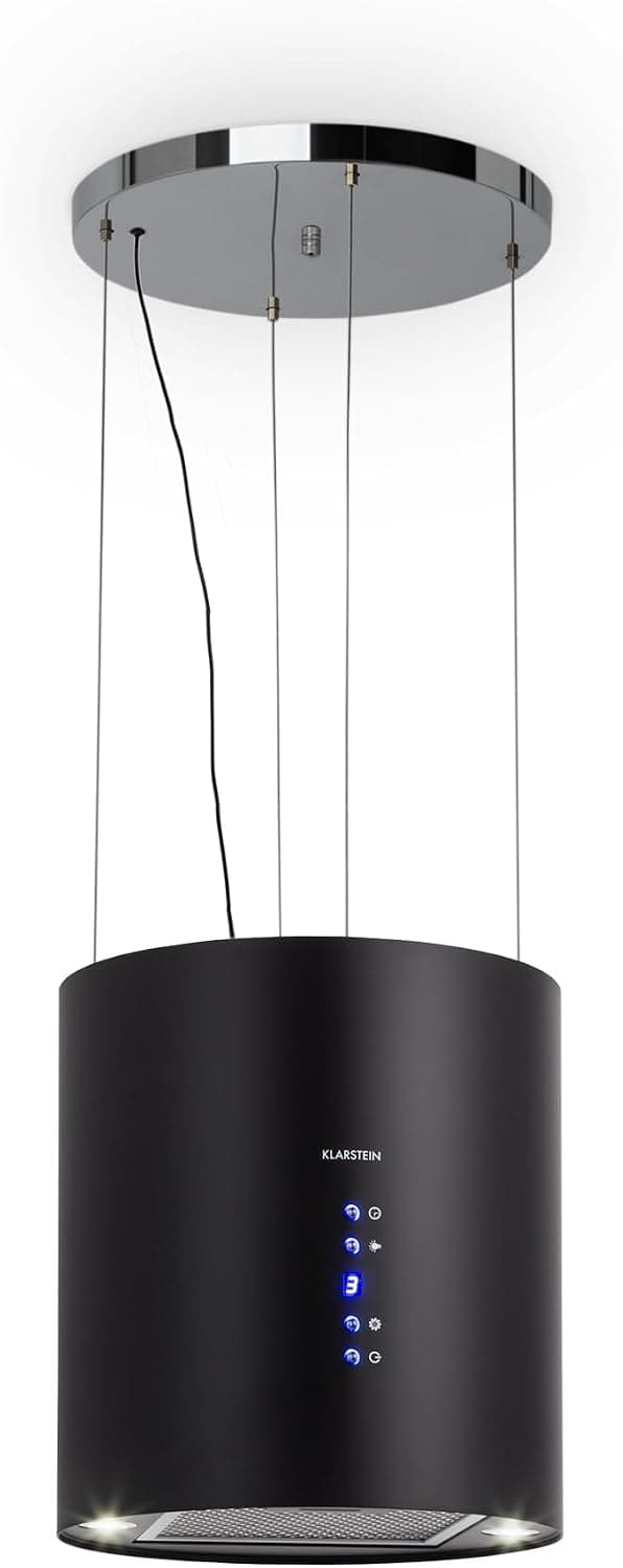 Klarstein Campana Isla Cocina, Extractor para Islas, Campana Isla Techo Flujo Aire 522m³/h, Extractora Diseño Candelabro, Extractor Humos Cocina con Filtros de Carbón Activo