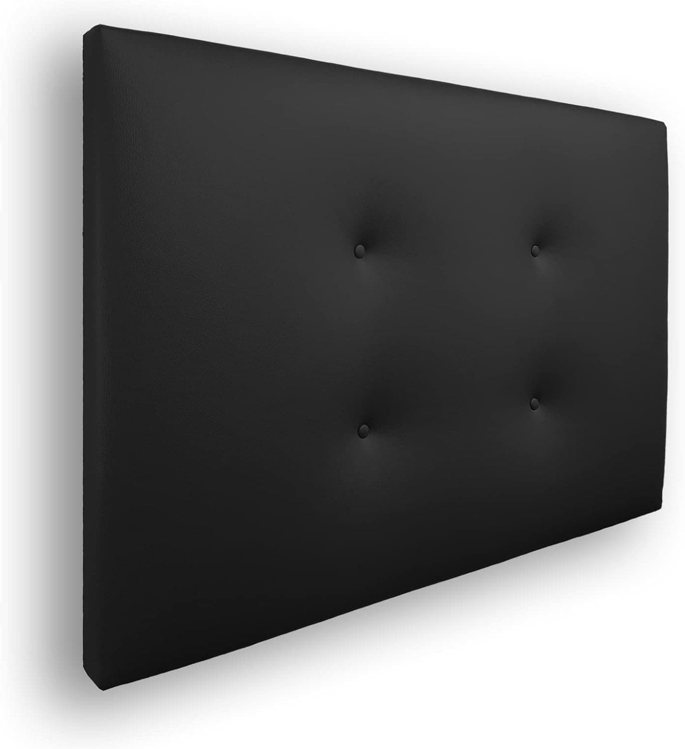 Silcar Home - Cabecero de Cama Carlo 105 Negro - Estructura de Madera, Tapizado en Polipiel, Diseño Moderno con Dos hileras Botones, Fácil Instalación - Polipiel Negro, 105 cm