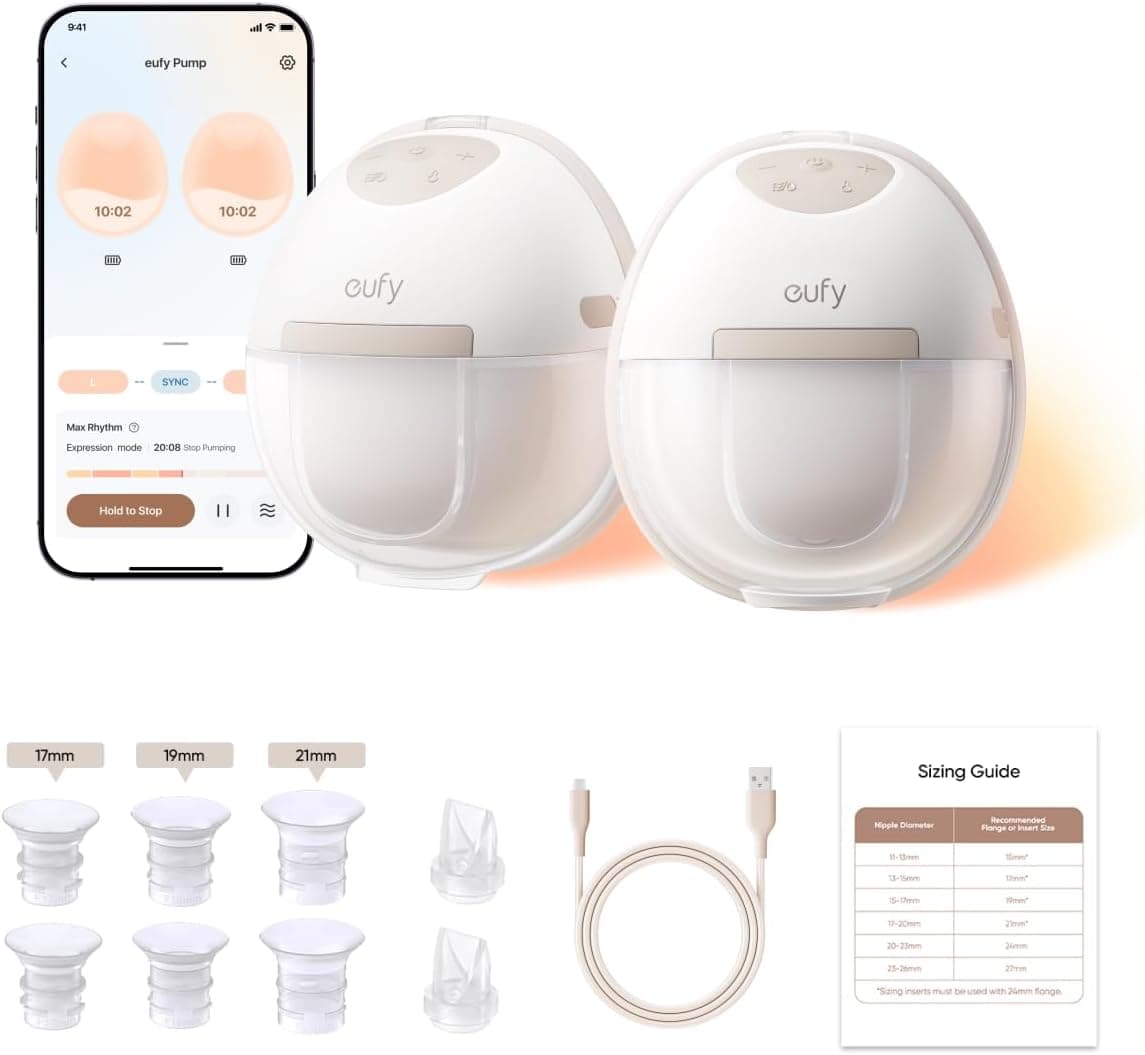eufy E20 Sacaleches eléctrico con calefacción, HeatFlow 3 niveles de calor