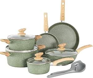 Kitchen Academy Juego de Ollas y Sartenes Inducción 12 Piezas Verde