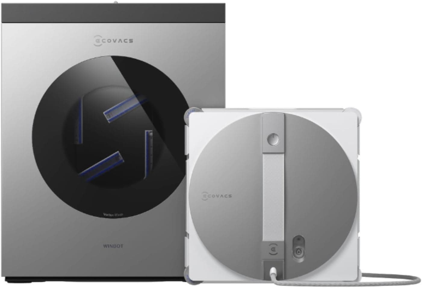 ECOVACS WINBOT W3 OMNI Robot Limpiacristales con Estación Multifunción, Autolavado de Mopa, Limpieza Inteligente de Bordes, Atomizador Triple, Control vía App, Protección de 12 Fases