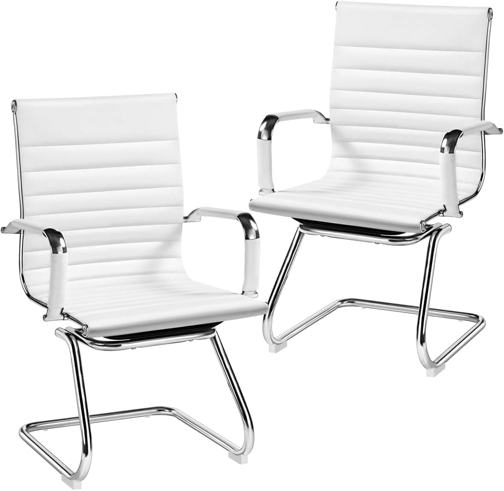 Yaheetech 2 Sillas de Oficina Silla de Recepción Ergonómicas en Blanco