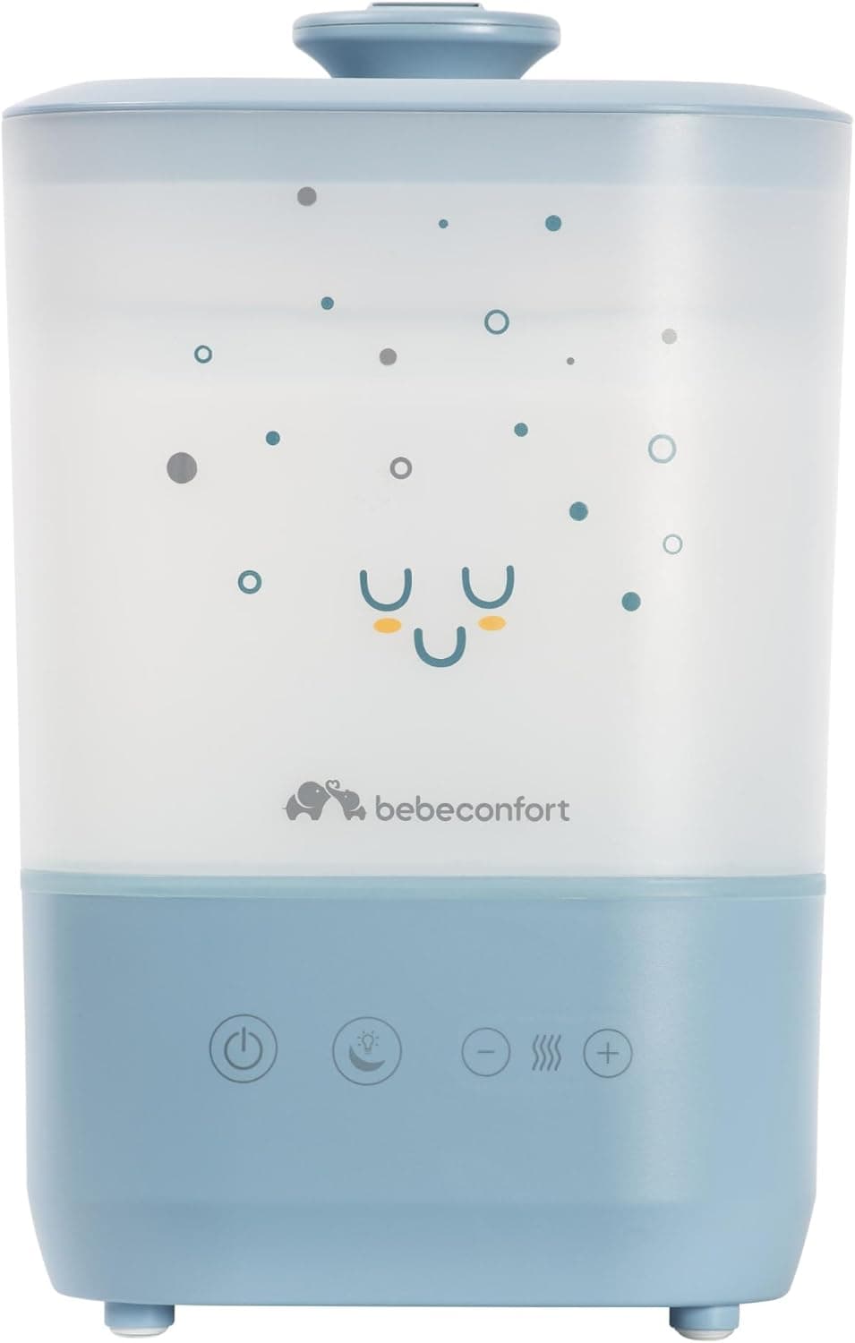 Bebeconfort Humidificador de Aire Cool-Mist, Luz de Noche para Bebé con 7 Colores, Tecnología Ultrasónica (hasta 48 h), Depósito de Fácil Llenado de 2,1 L, Autoapagado, Cepillo de Limpieza, Blue