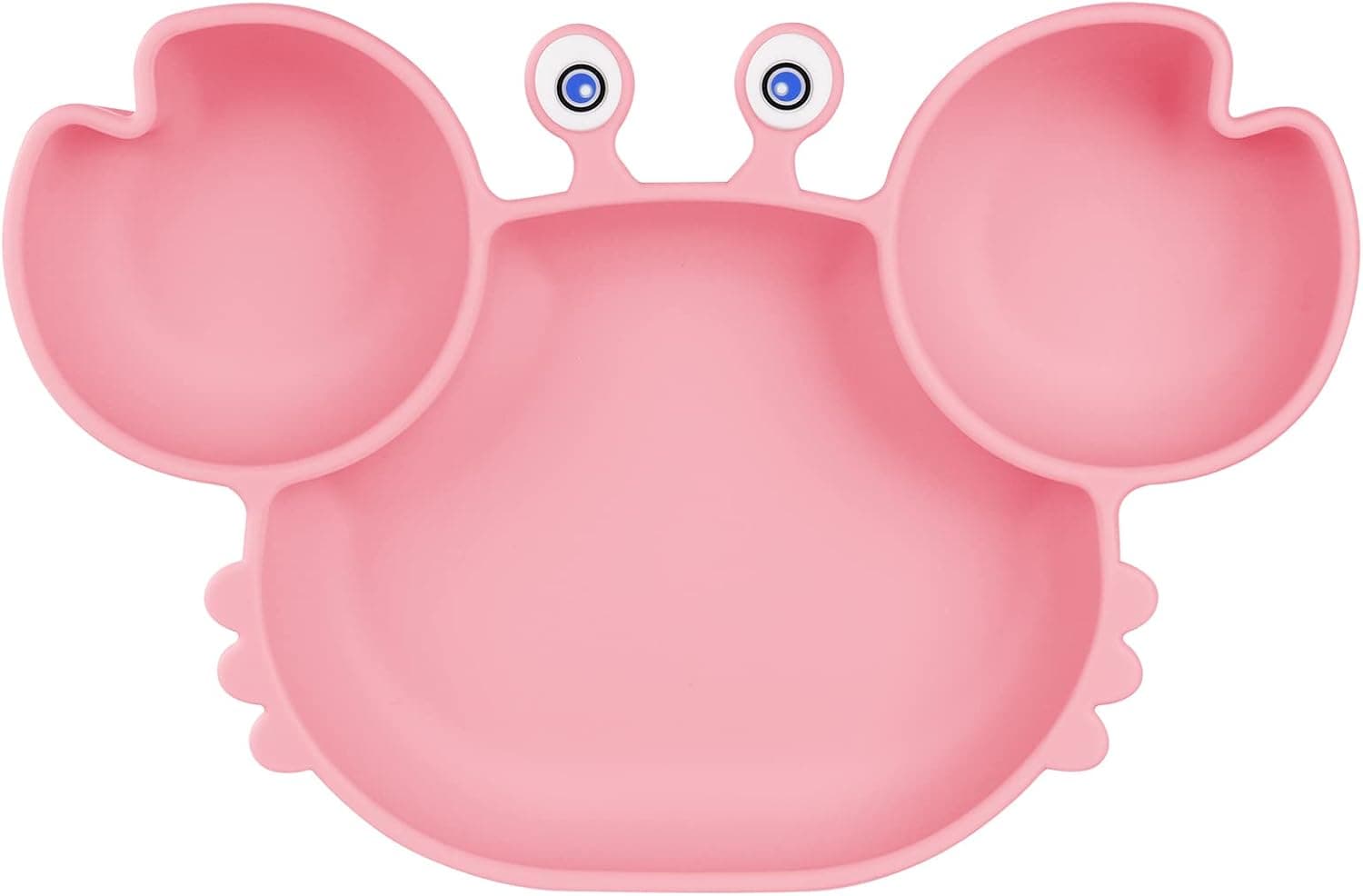 Vicloon Platos de Silicona, Platos de Bebé con Ventosa, Platos de Alimentación para Niños, Placa Dividida de Entrenamiento, Antideslizantes, Sin BPA, para Lavavajillas Microondas-Rosa
