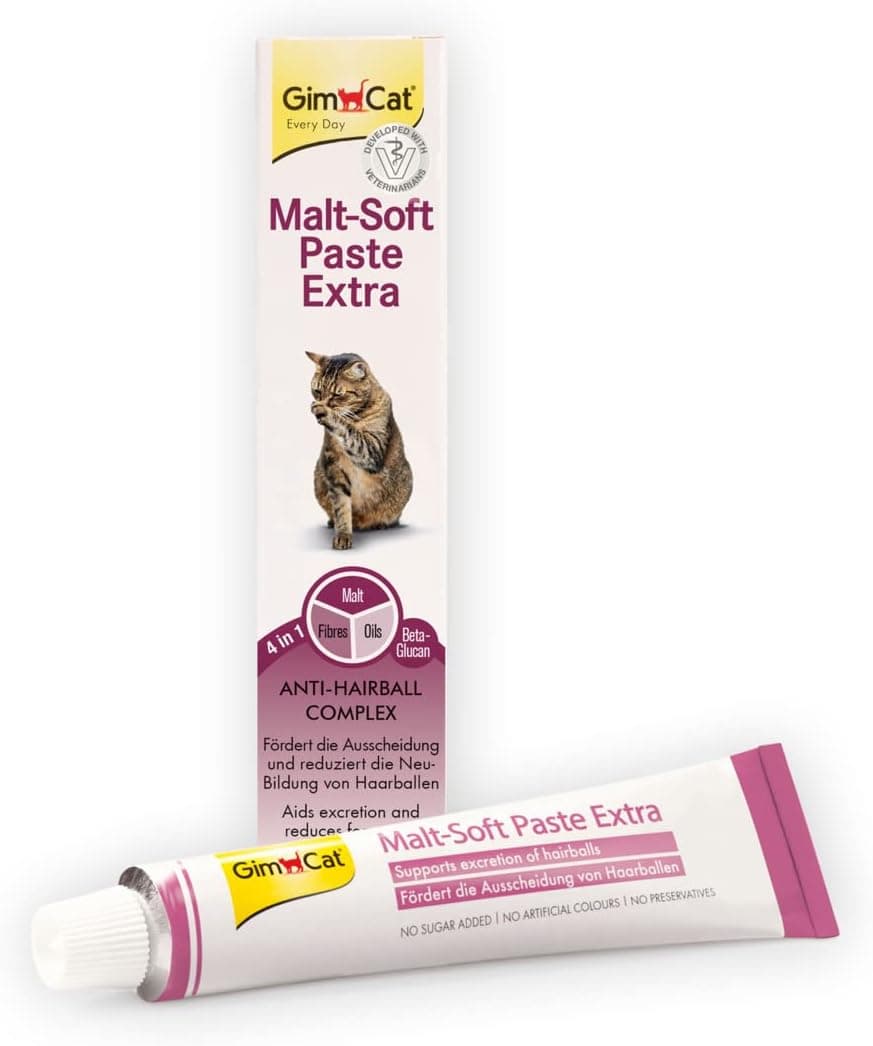 GimCat Malt-Soft Extra, pasta con malta- Anti-Hairball snack para gatos favorece la excreción de bolas de pelo - 1 tubo (1 x 200 g)