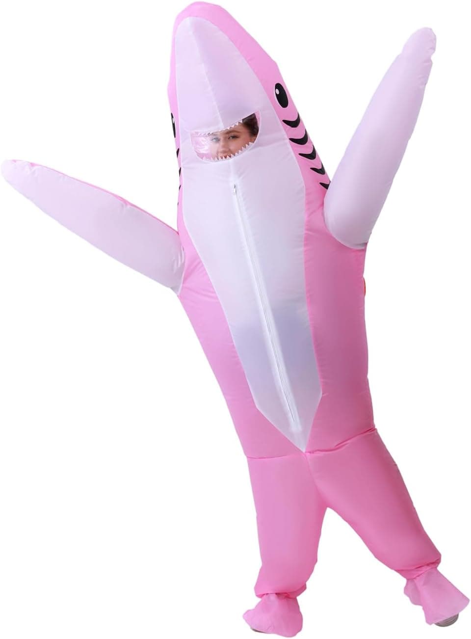 Disfraz inflable de tiburón para adultos, disfraz inflable de tiburón rosa, talla adulto, disfraz inflable de cuerpo completo para adultos, mujeres y hombres, disfraz divertido para Halloween, Navidad