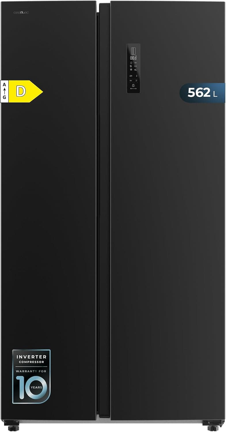 Cecotec Frigorífico americanos Bolero CoolMarket SBS 562 Dark D. Compresor Inverter Plus Frigorífico Americano Side By Side Inox Oscuro 177X91.2Cm, 562L, No Frost, Multiairflow, Clase D, Fast Cooling