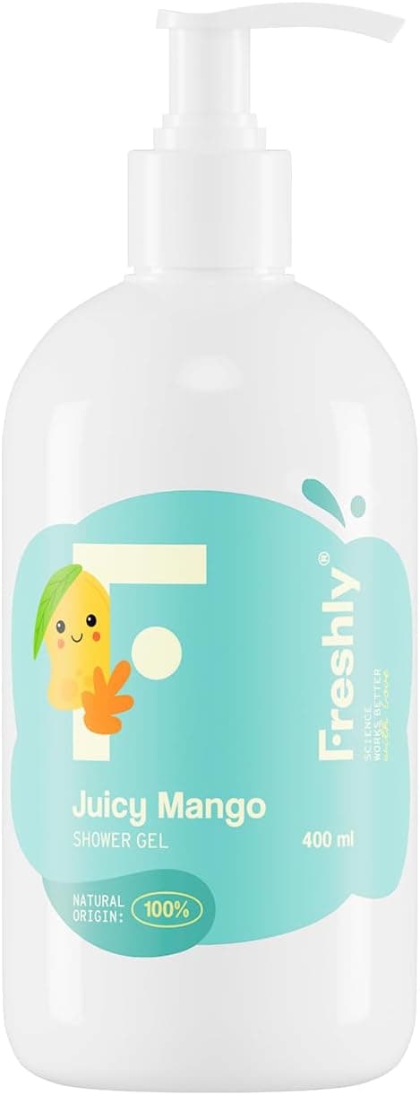 Freshly - Gel de Baño Infantil - Apto para Pieles Sensibles y con Tendencia Atópica - Fórmula 100% Natural - Sin Siliconas, Parabenos, Alcohol, Colorantes, Talco ni Ftalatos – 400 ml
