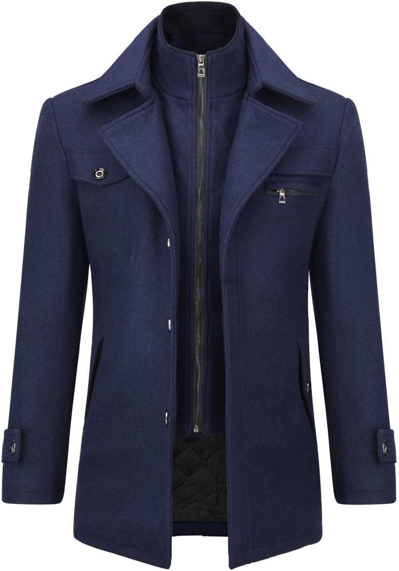 Allthemen Abrigo de invierno para hombre abrigo corto abrigo de lana cálido chaqueta de invierno de negocios