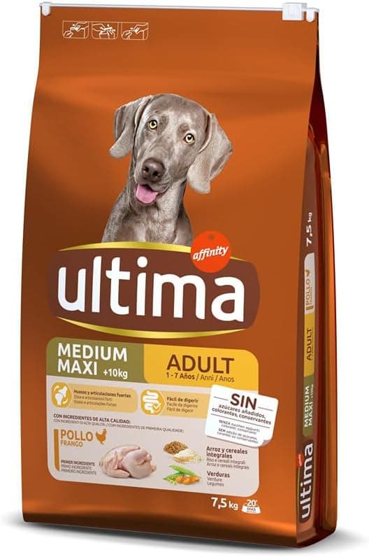 Ultima Medium-Maxi Adult Pollo, Comida seca para perros, 7,5kg