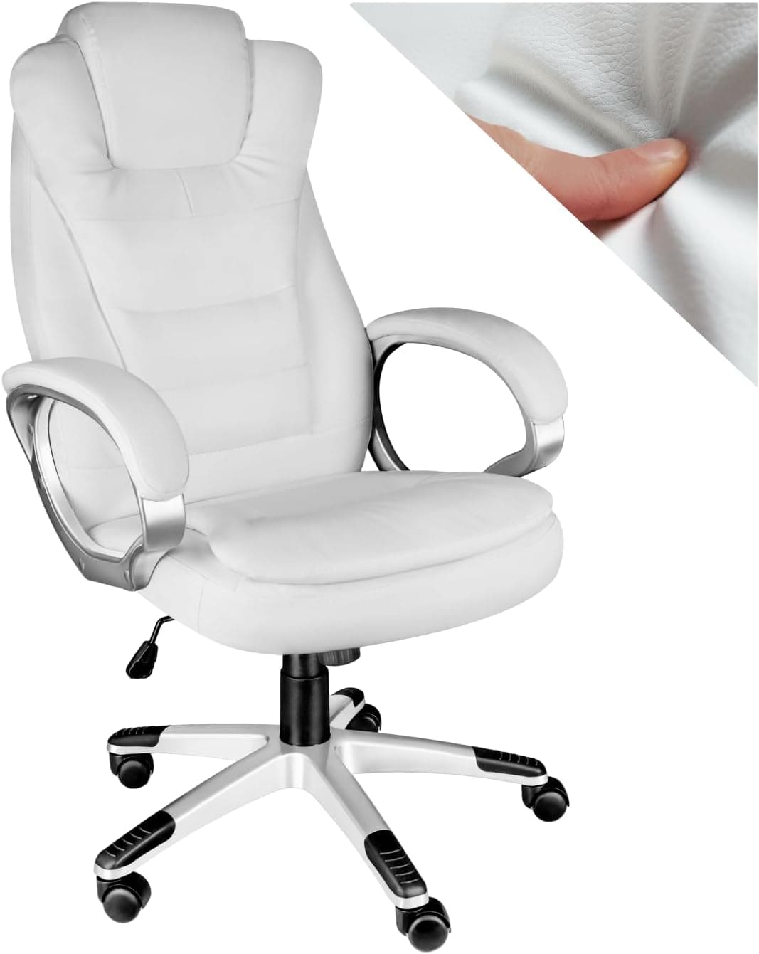 tectake® Silla de Oficina Giratoria 360°, Ajustable en Altura, Carga 150 kg