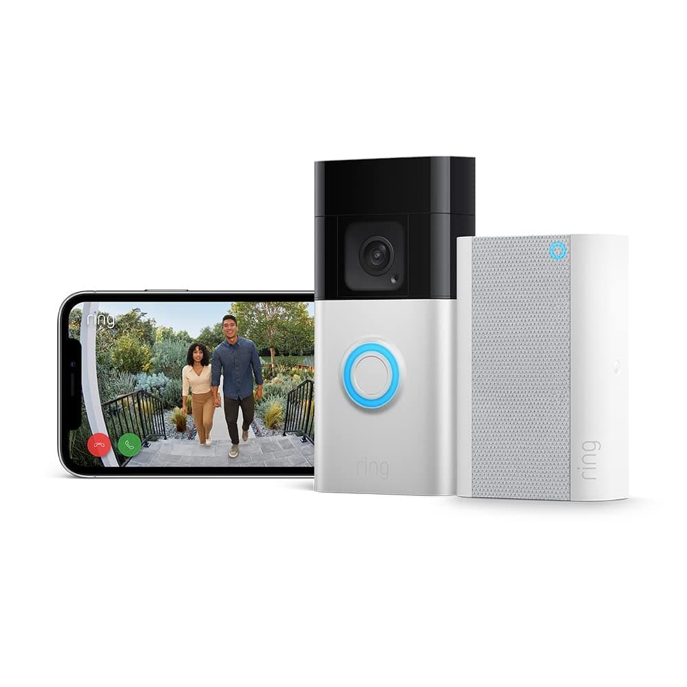 Ring videotimbre Plus con batería (Battery Video Doorbell Plus) + Chime Pro | Videotimbre inalámbrico con cámara, resolución 1536p HD, batería recargable | Fácil de instalar por cuenta propia (5 min.)