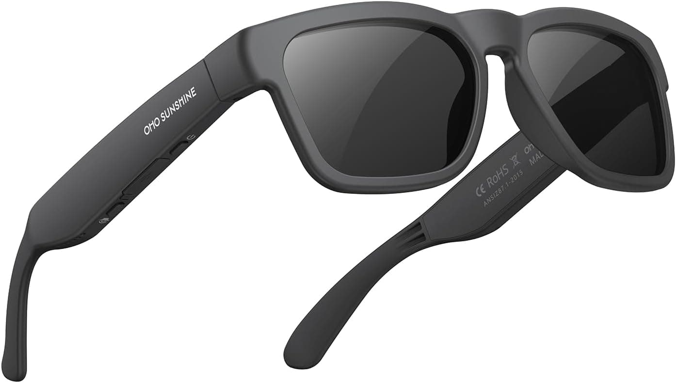 OhO sunshine Bluetooth Audio Sunglasses, Lightweight Open Ear Sport Glasses, 10H Playtime, UV400 ANSI Z87.1, Voice Control