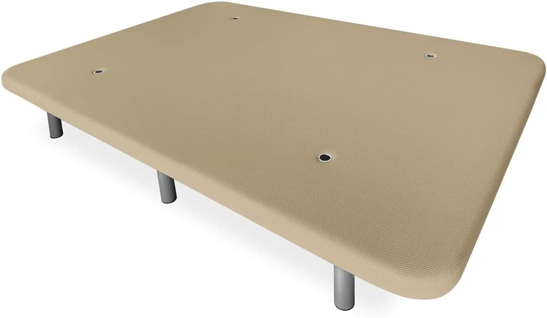 Duérmete Online - Base Tapizada 3D Reforzada, con Barras Transversales y Válvulas de Ventilación + 6 Patas Roscadas, 150 x 190 cm, Beige