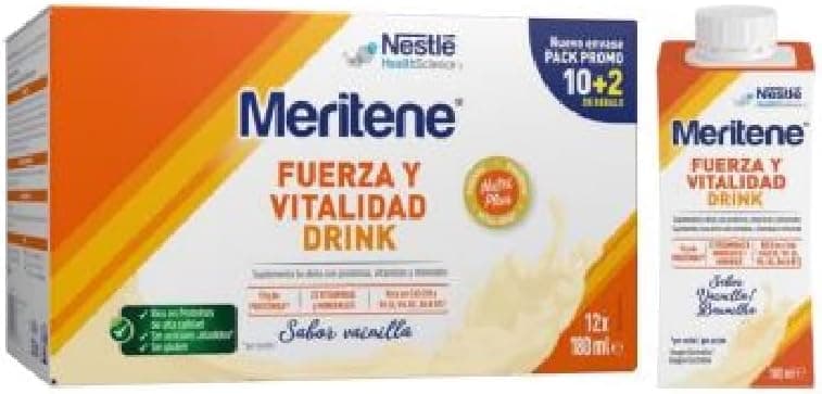 Meritene Fuerza y Vitalidad Drink Sabor Vainilla | 12 Unidades x 180ml