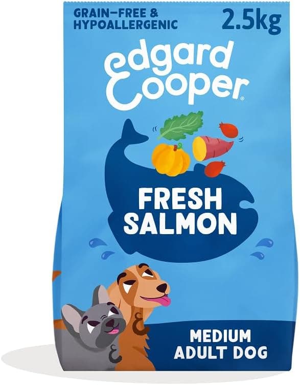Edgard & Cooper Pienso para Perros Adultos Comida para Perros Seca Natural Sin Cereales Hipoalergenico 2.5kg Salmon Fresco, Fácil de digerir, Alimentación Sana Sabrosa y Equilibrada