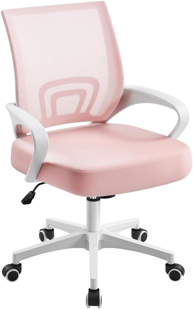 Yaheetech Silla de Oficina Silla de Escritorio de Malla Giratoria Rosa