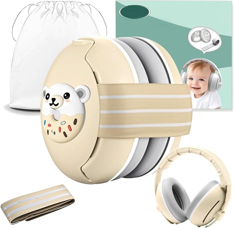 Robofun Cascos Bebe Antiruido 3 en 1, Protectores Auditivos para Bebé de Hasta 48 Meses, Protectores Auditivos para Bebe, Reducción de Ruido Para y Bebés, Bebé Cascos Antiruido
