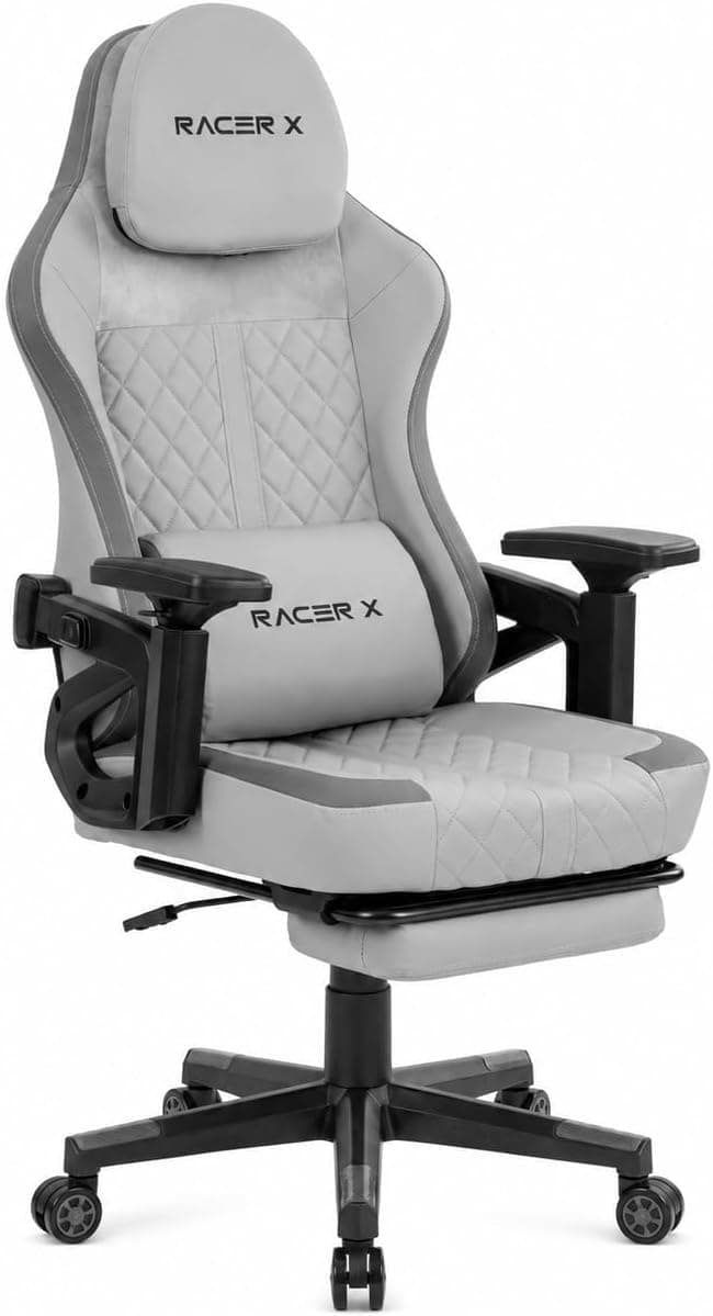 Silla Gaming Racer X Ergonómica Racing Sillón Gamer Profesional Videojuegos,Ordenador, Oficina, Escritorio. Reposabrazos. Cojín Lumbar y Reposacabezas. Giratoria, Regulable en Altura y reclinable.