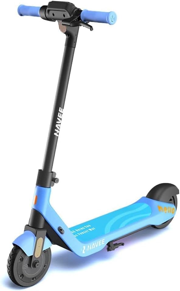 NAVEE K100 Serie Patinete Eléctrico para Niños, Control Parental vía App, Autonomy 14-24km, 3 Modos de Velocidad 16km/h, Luces RGB, Neumáticos Macizos 7", Plegable y Ajustable 6-14 Años
