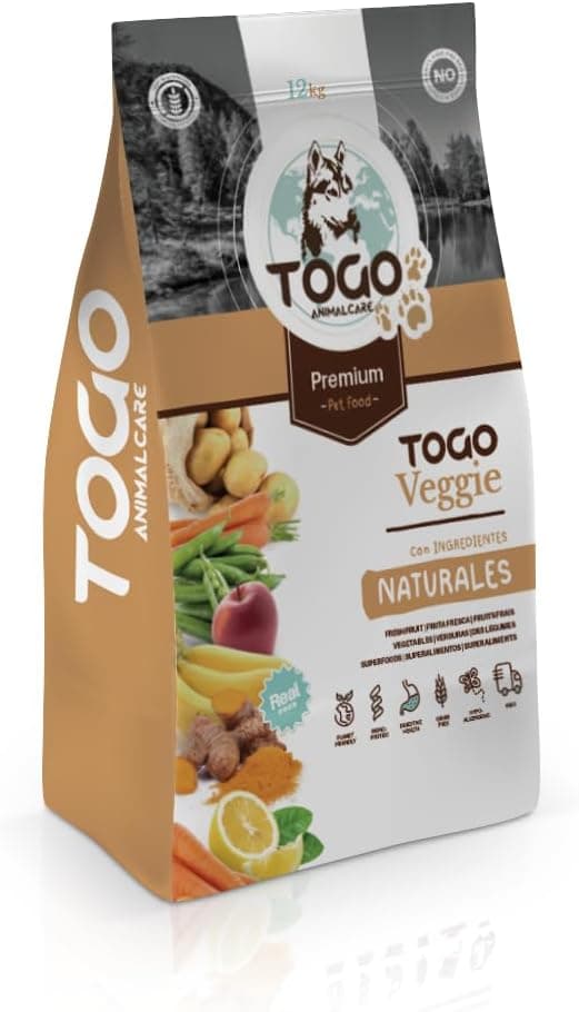 Pienso Togo Hipoalergenico Natural Veggie Perros [12 kg] Comida SIN Cereales | Apto para Todas Las Razas y Tamaños | Ideal Sistema gastrointestinal, renal y Articular | Proteínas y Light