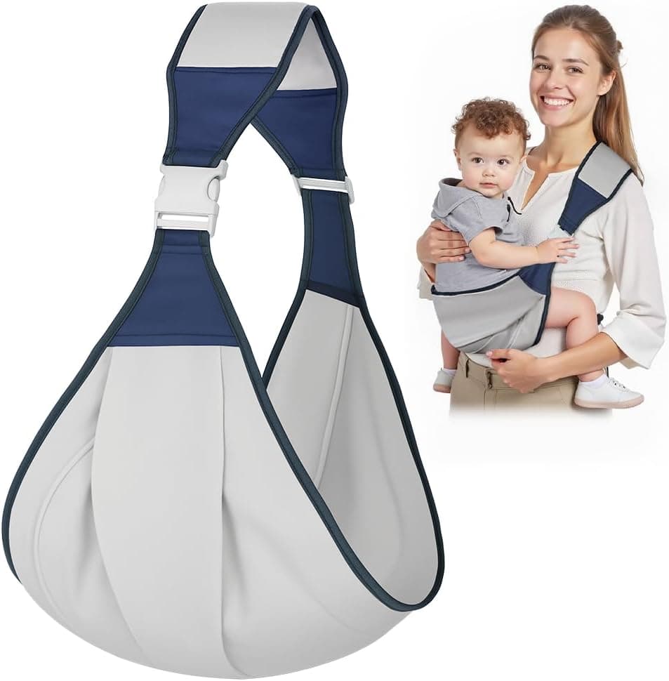 AOOWU Portabebés Portátil, Ergonómico Portátil para Bebés de 6 a 36Meses, Ajustable Portabebes Multifuncional, Plegable Correas para Hasta 15kg (Gris)