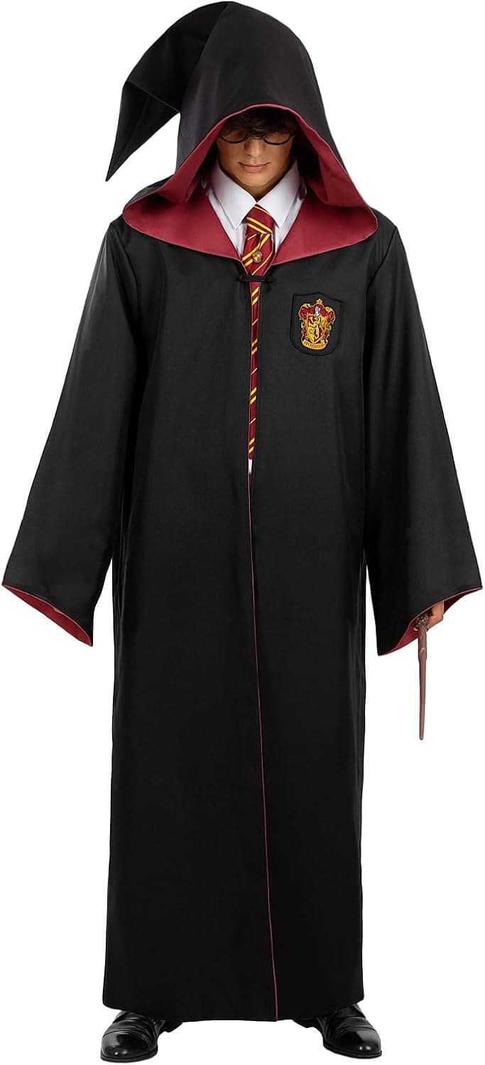 Funidelia Túnica Réplica Oficial Harry Potter Gryffindor - Diamond Edition para adulto, Incluye: Capa con parche bordado con caja de regalo, Talla S - Traje para adultos para fiestas y Carnaval