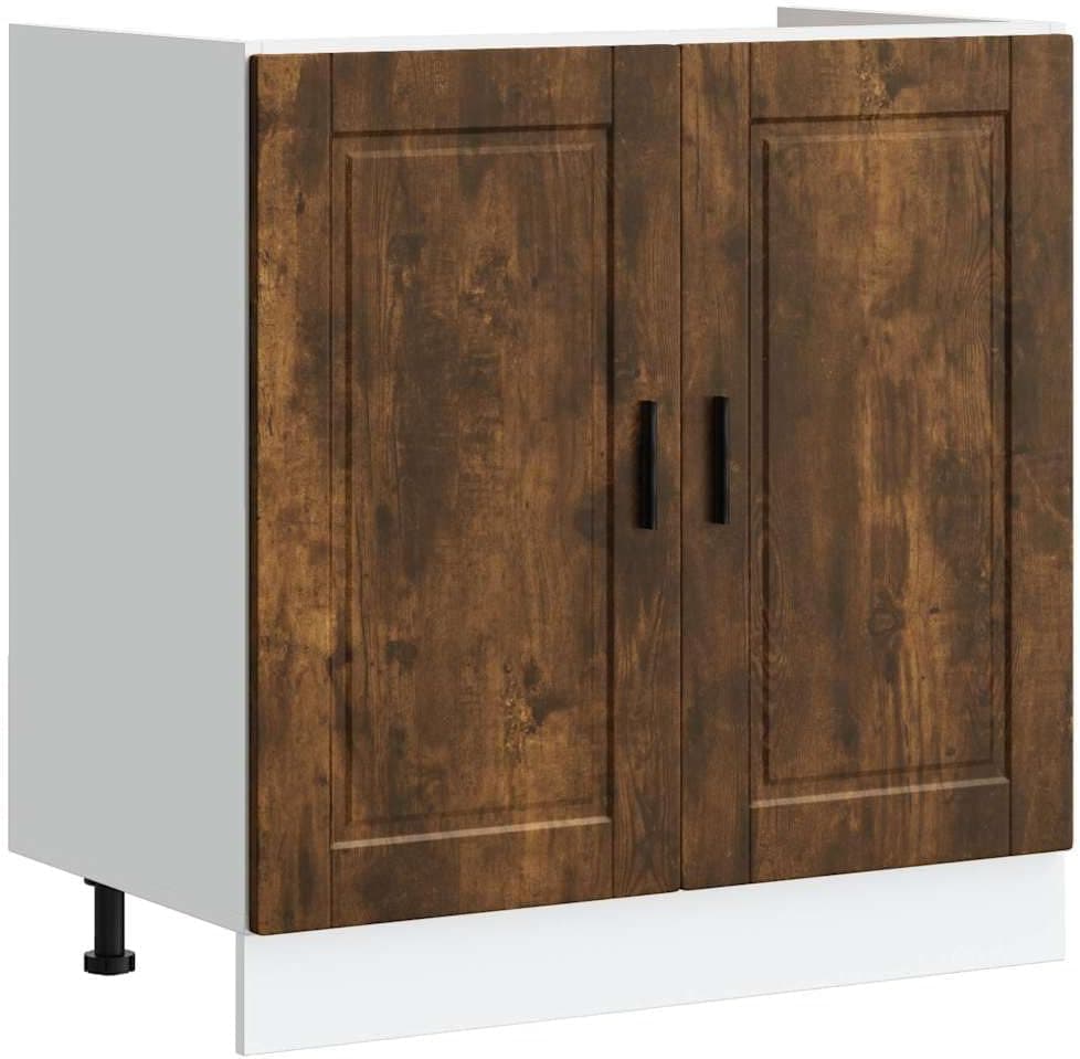 vidaXL Mueble bajo Fregadero Porto Roble Ahumado Madera ingeniería