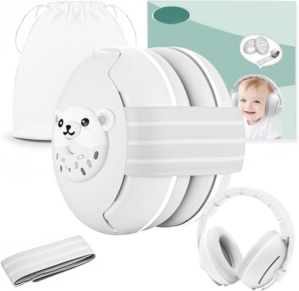 Robofun Cascos Bebe Antiruido 3 en 1, Protectores Auditivos para Bebé de Hasta 48 Meses, Protectores Auditivos para Bebe, Reducción de Ruido Para y Bebés, Bebé Cascos Antiruido