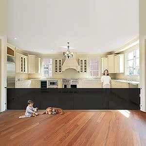 Barrera De Seguridad Retráctil para Niños y Perros, Apta para Uso En Interiores y Exteriores (negro-500cm)