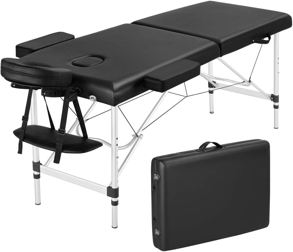 Yaheetech Camilla de Masaje Móvil Plegable 213×80×67,5-89cm Negro