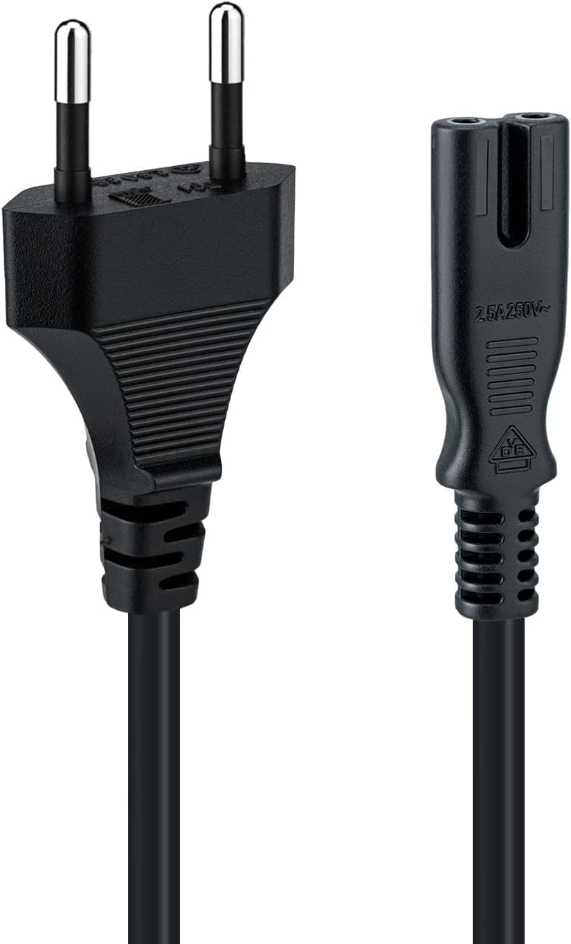 Mcbazel Cable de Alimentación 1.5M (Figura 8 / IEC C7), Cable de Corriente 2 Pines (Enchufe UE) de Repuesto Compatible con PS5, PS4, PS3, Xbox Series X/S,PS1, PS2, Xbox One S/X,Smart TV,Monitor LED