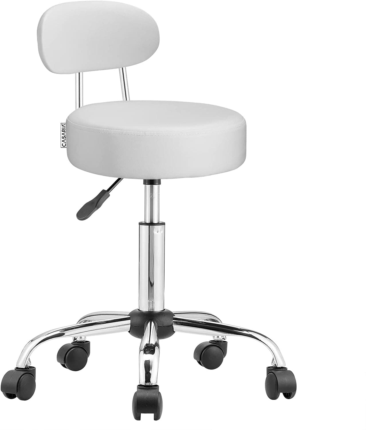 CASARIA Taburete Giratorio con Respaldo Blanco