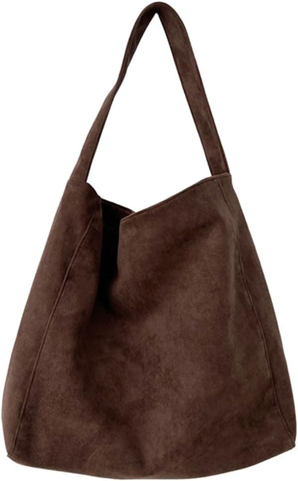 HiTotes Bolsa de gamuza grande de gamuza, bolso de otoño para mujer, bolsa holgada de gamuza, bolso hobo de trabajo