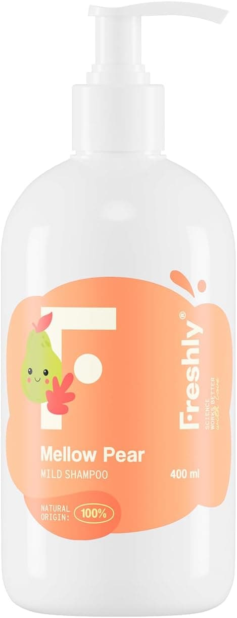 Freshly - Champú Infantil para Bebés y Niños – Limpieza Suave – Apto para pieles sensibles y con tendencia atópica – Ayuda a reducir la costra láctea - Fórmula 100% Natural – 400 ml