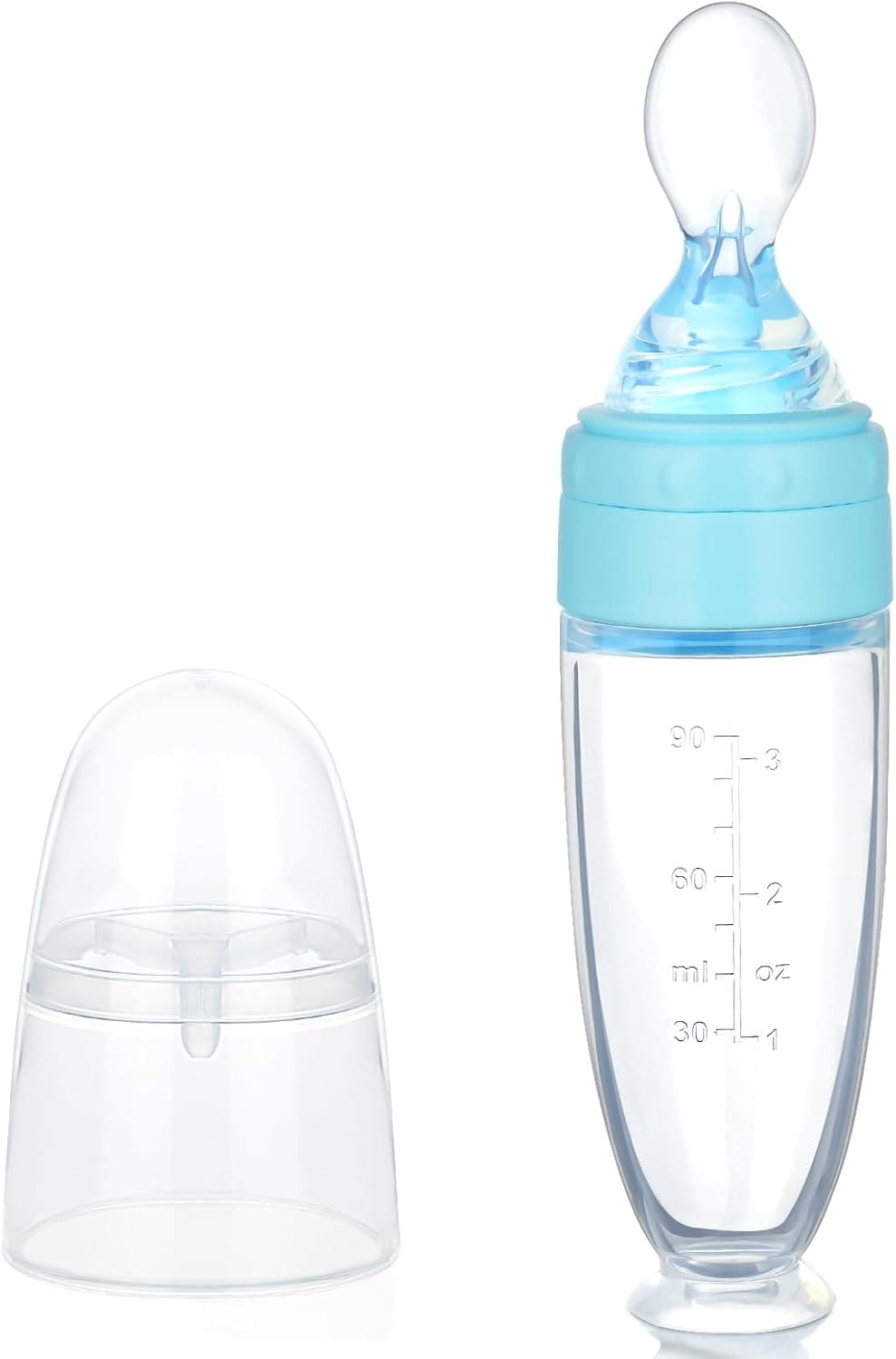 Aolso Cuchara para Biberón, Cuchara de extrusión de gel de sílice con ayuda de pasta de arroz para alimentación de gel de sílice Baomi Pasta Cucharas(Azul)
