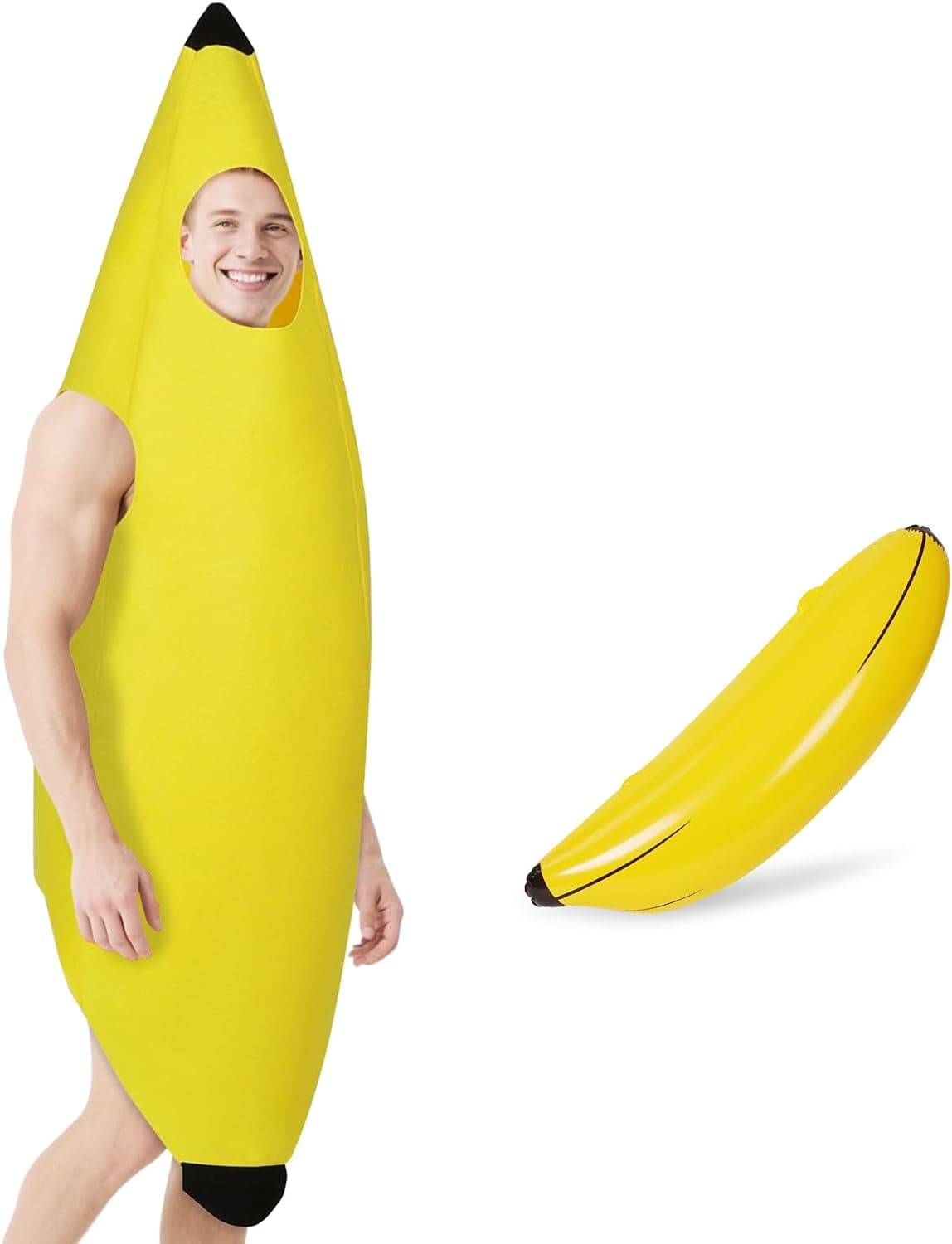 Disfraz de plátano para Adultos, Divertido Traje de Fruta Amarilla