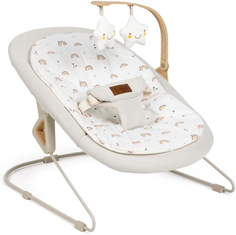 Jané Light, Hamaca para Bebé Desde 0 Meses, Hamaca Mecedora Ultraligera con Balanceo Natural, Barra de Actividades y Reductor, Tapizado Lavable, Beige