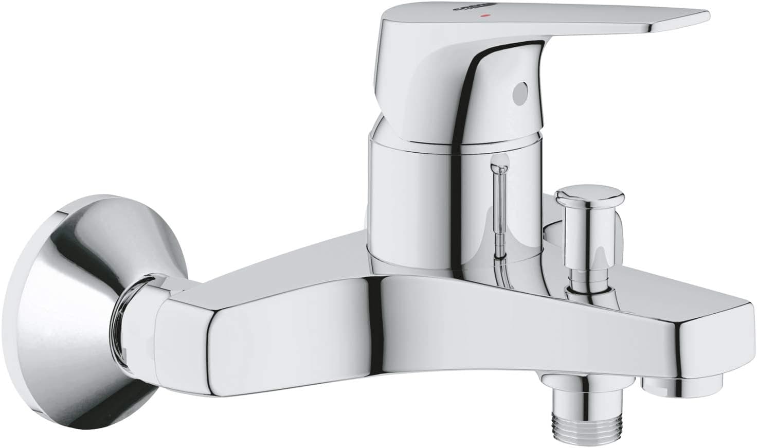Grohe Start Flow, Grifo de ducha o bañera monomando (montaje en pared y salida inferior, inversor automático, menor consumo de agua, instalación rápida), cromo, 23772000