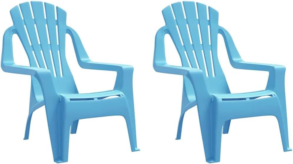 vidaXL Sillas de Jardín para Niños 2 uds, Sillones Infantiles, Tumbonas para Niños de 1 a 3 años, Asientos de Patio, Aspecto de Madera PP Azul