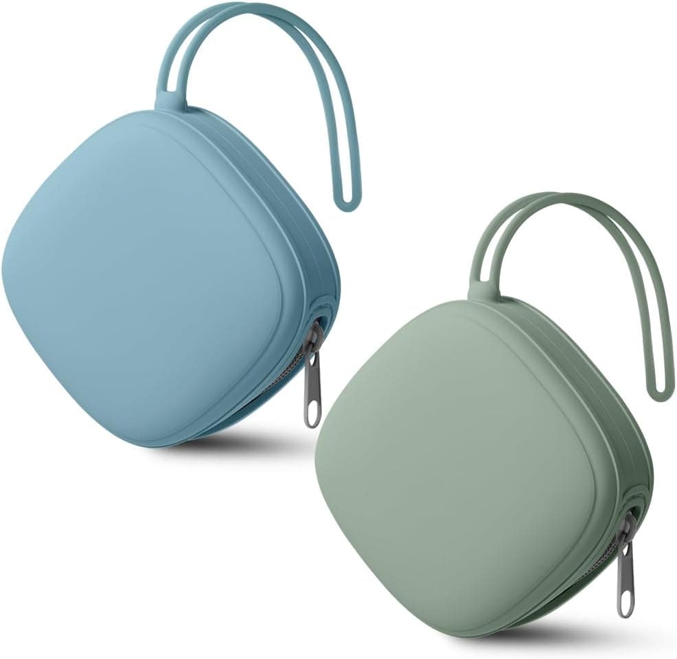 Aolso Caja de Chupete de Silicona，Estuche Chupete，Estuche para Guardar Chupetes，Estuche para Guardar Chupetes，Se Adapta A La Mayoría De Los Estilos De Chupete Y Mordedor-azul/verde