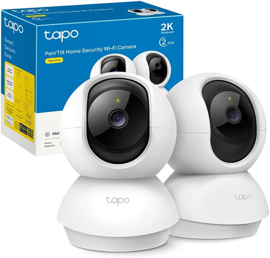 Tapo C210P2 - Cámara de Vigilancia WiFi Interior 360º, 2K 3MP, Detección IA